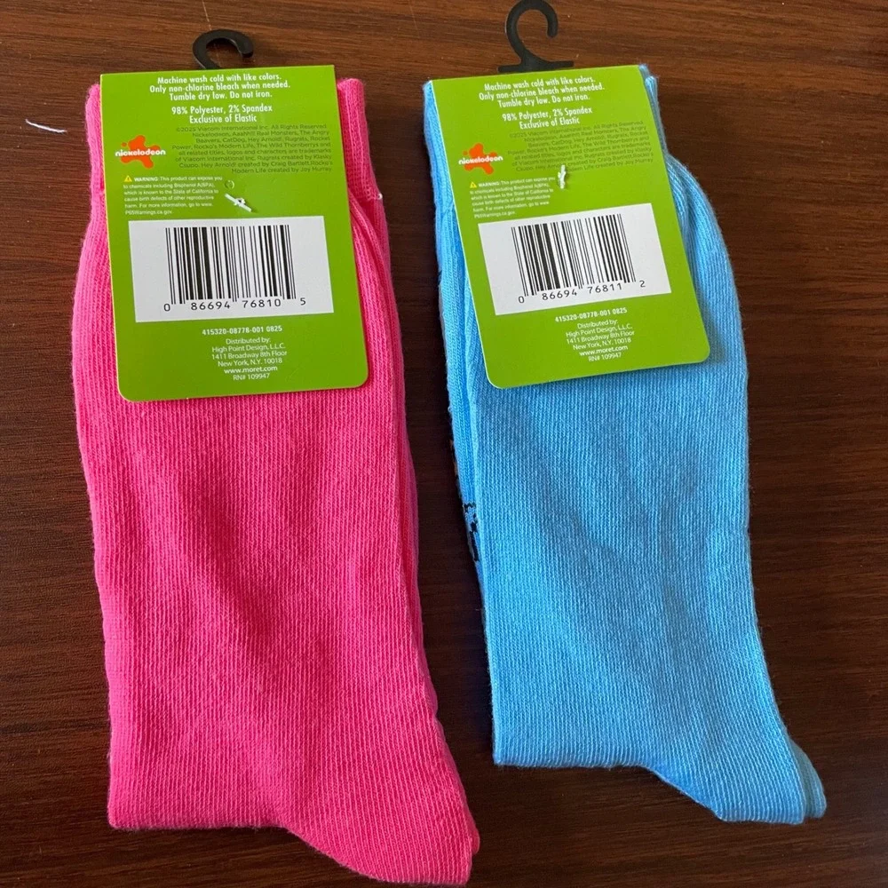 Nickelodeon Rugrats Chuckie Tommy 90s 2 pair new novelty crew socks adult 10-13